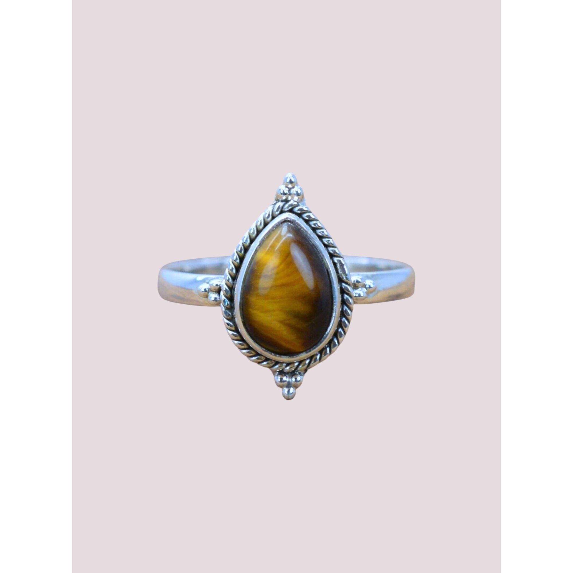 925 Silver Pear Shape Gemstone Ring